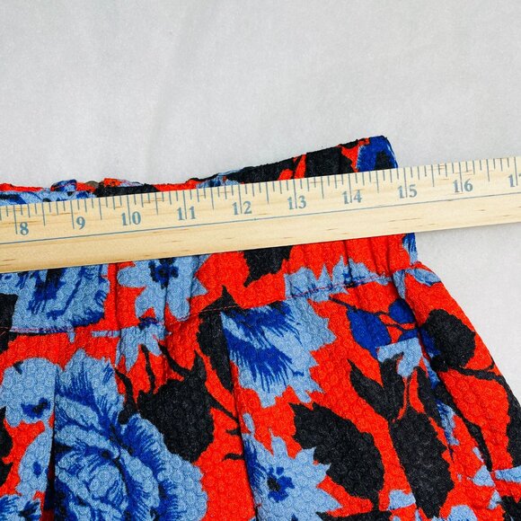 HD In Paris Anthropologie Red Blue Floral Tiered Festive Fit & Flare Skirt XS - Picture 3 of 10
